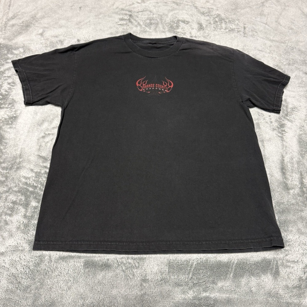Vintage Orange County Choppers T Shirt Men's M Black Biker Flames New York Y2K